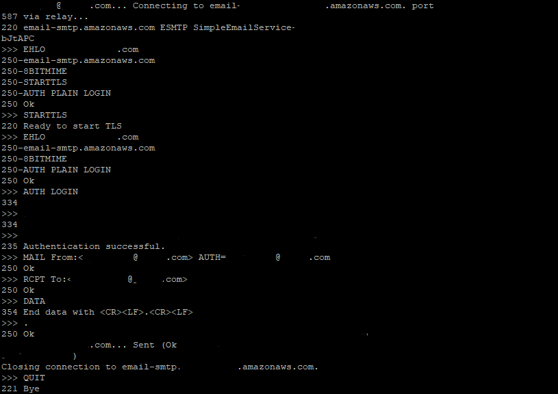 Authenticated SMTP session
